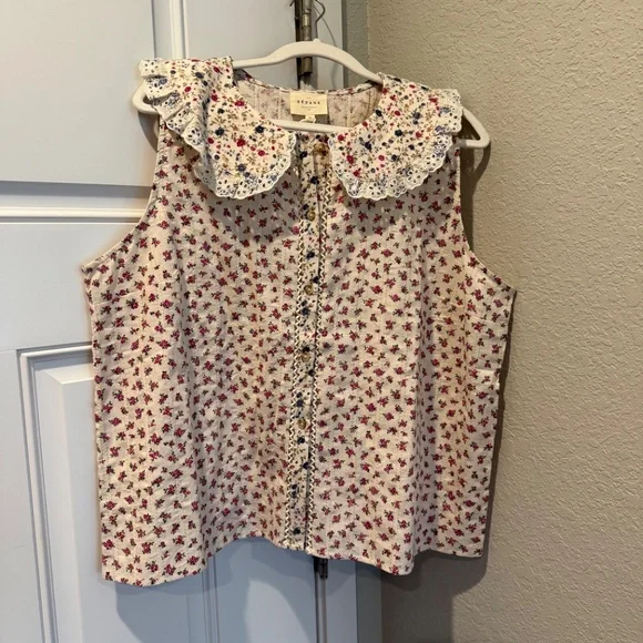 Sezane Susan Blouse Patchwork Mini Fleurs - Size 46 - Picture 4 of 9